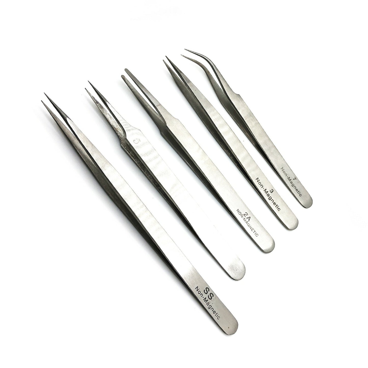 STAINLESS  STEEL TWEEZERS 5PCS SET