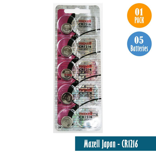Maxell Japan - CR1216 Watch Batteries Single Pack 5 Batteries