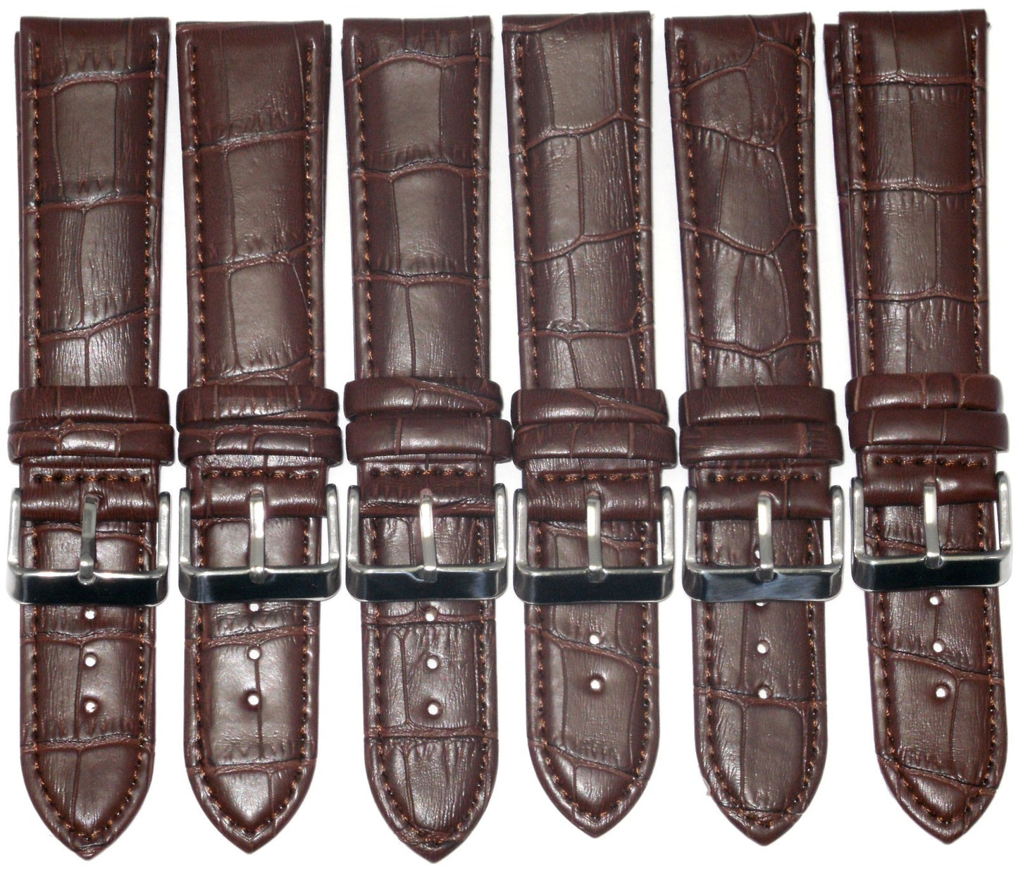 20 MM Genuine Leather Dark Brown Alligator Grains Watch Band Lot of 6 Bands