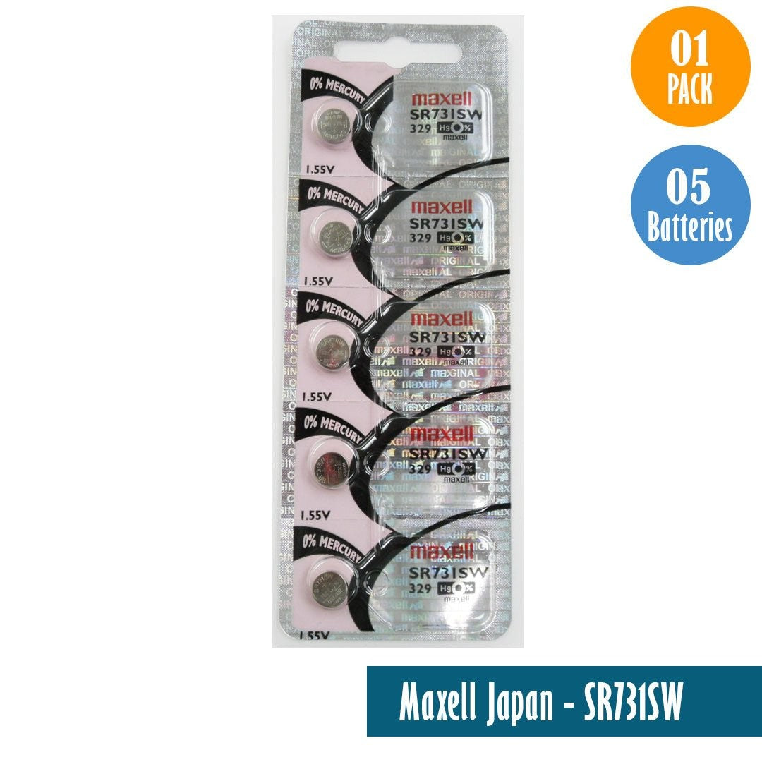 Maxell Japan - SR731SW (329) Watch Batteries Single Pack, 5 Batteries