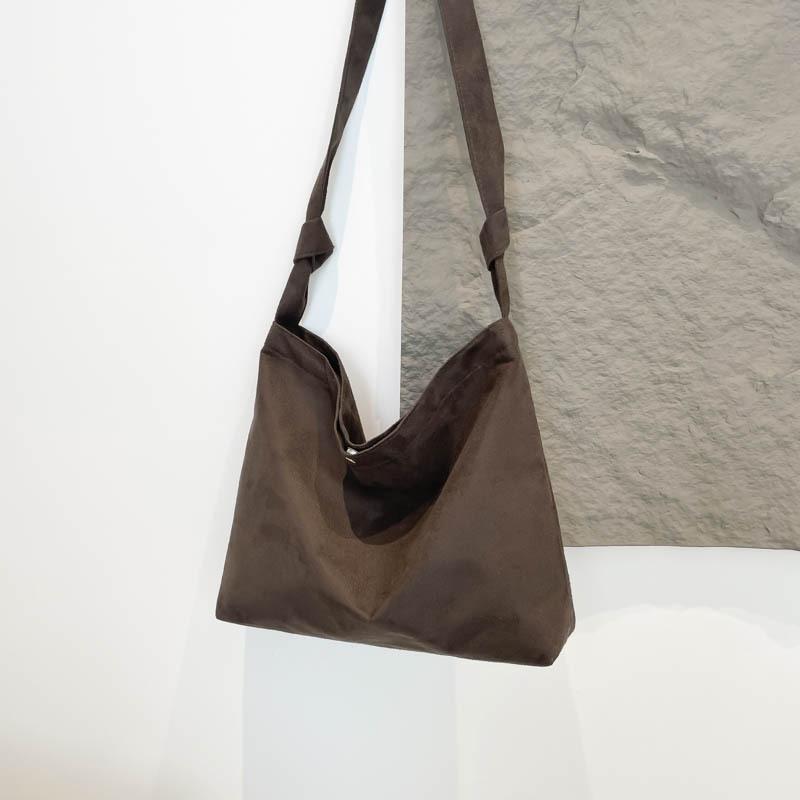 Hoor New York Faux Suede Brown Shoulder Bag - Sophisticated Hobo Shoulder Bag