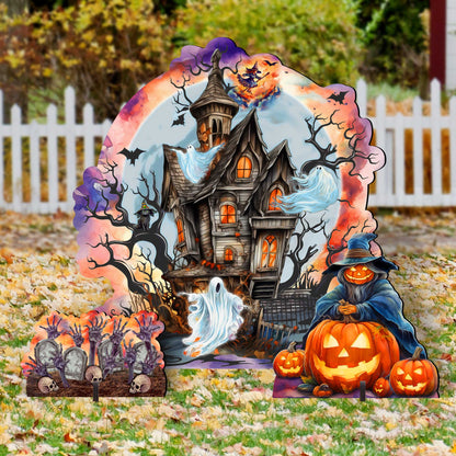 Halloween Haunted House Set of 3 Outdoor Décor Yard Décor by G. Debrekht - Halloween Décor - 8652824F-S3