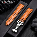 Genuine Calfskin Leather Watchbands Business Replace Watch Band 18mm 20mm 22mm 24mm With Butterfly Buckle Wristwatch Strap