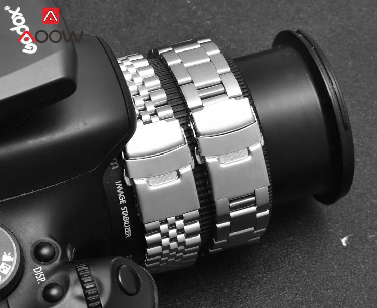 20mm 22mm Solid Stainless Steel Strap Curved End Folding Buckle Men Metal Replacement Band Bracelet Watch Accessories for Seiko