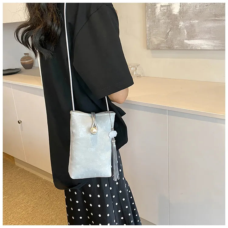 Hoor New York Faux Leather Mini Crossbody Bag – Lightweight Pearl Accent Shoulder Purse