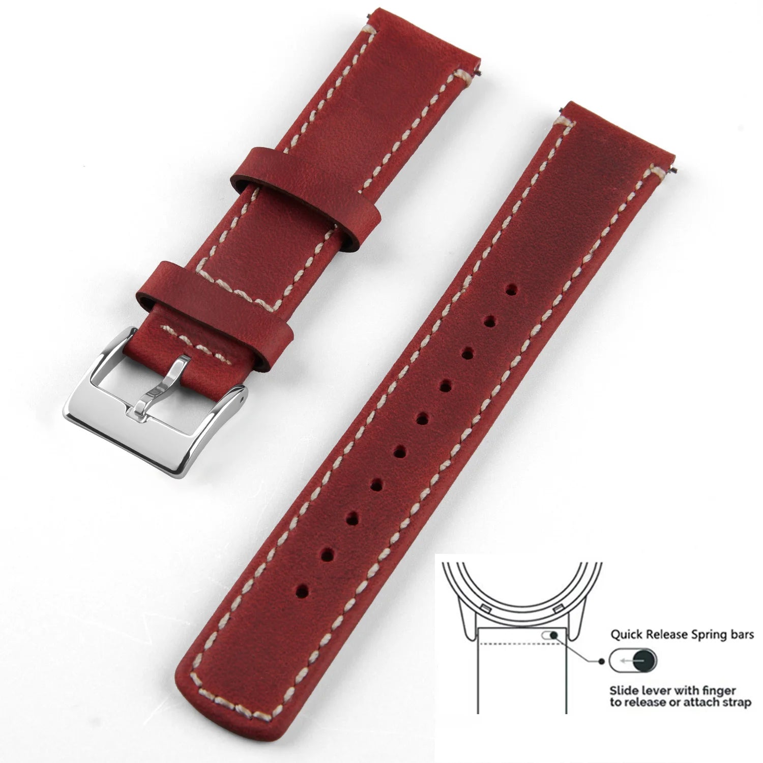 Top Grain Genuine Leather Watch Band, Quick Release 20mm/22mm Watch Strap,  Fits Samsung Galaxy Watch, Men and Women Watch band