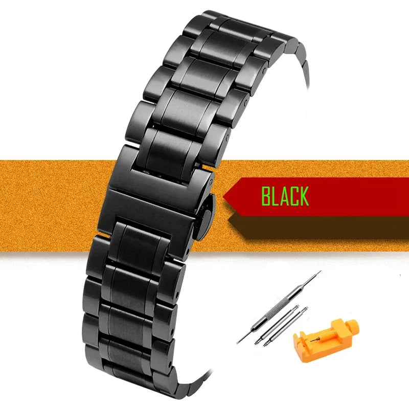 12-30 mm Big Size Stainless Steel Watch Band 14/15/16/17/18/19/20/21/22/23/24/26/28 mm Width Watches Strap Bracelet Replacement