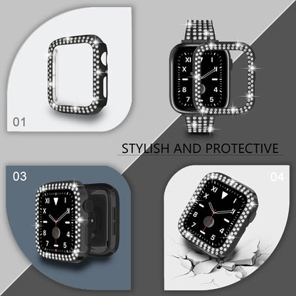 Diamond Case For Apple Watch Cover 9 8 7 41mm 45mm 42mm 44mm 40mm women Bling Bumper Protector Shell iWatch Series 8 3 4 5 6 SE