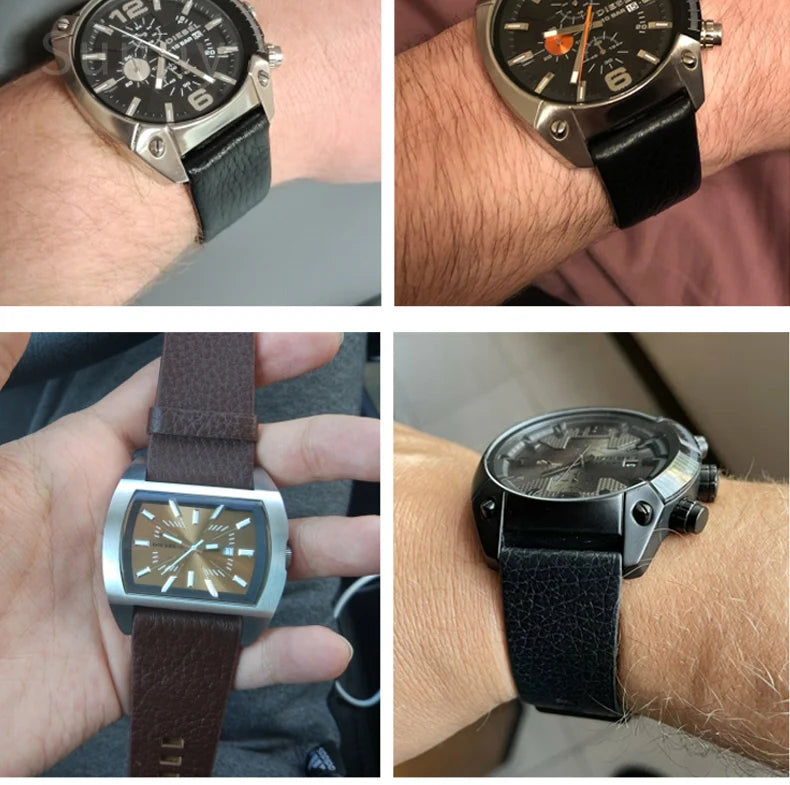 Cow Leather Watch Strap for Diesel Dz4323 1657 4318 DZ7312 DZ7257 Watchband 24 26 28 30mm Watch Bracelet Belt Black Brown White