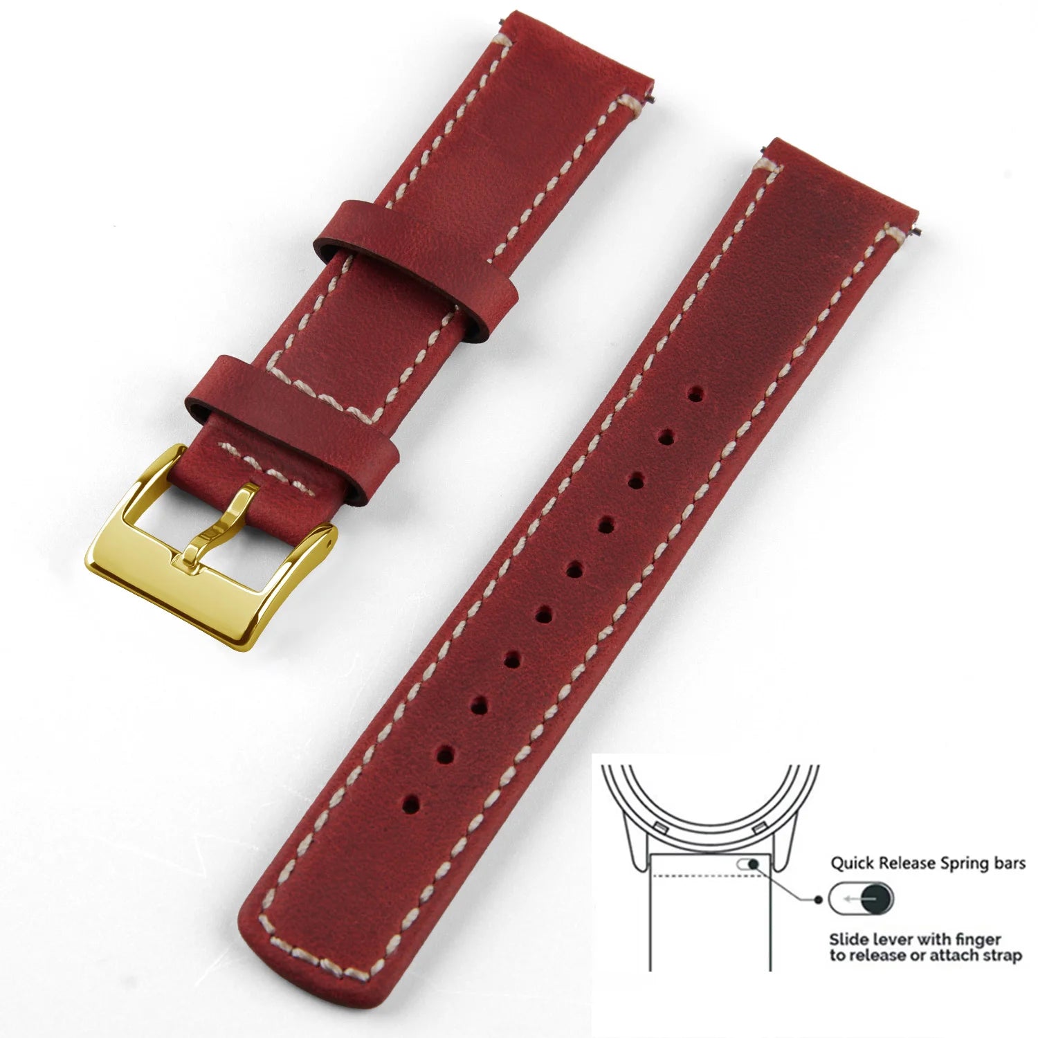 Top Grain Genuine Leather Watch Band, Quick Release 20mm/22mm Watch Strap,  Fits Samsung Galaxy Watch, Men and Women Watch band
