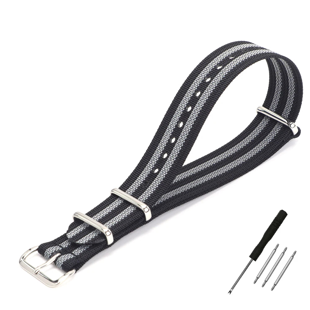 Nylon Watch Band Ribbed Strap 16mm 18mm 19mm 20mm 22mm 24mm Military Ballistic Fabric Replacement Premium Watchband Accessories