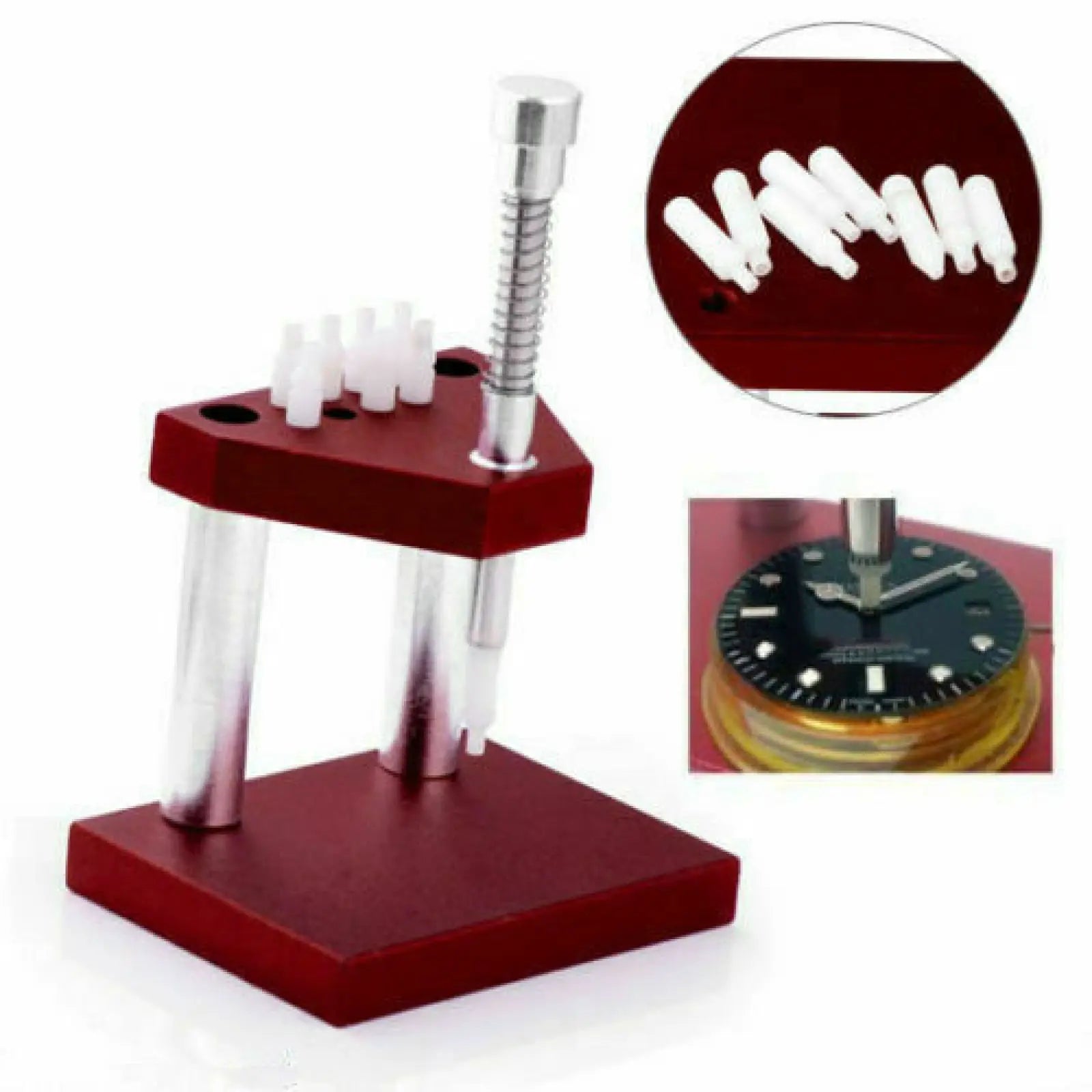 Professional Watch Hand Press Presser Setting Fitting Watch Repair Tool With 6 Plastic Dies Watch Repair Tools Assortment Kit