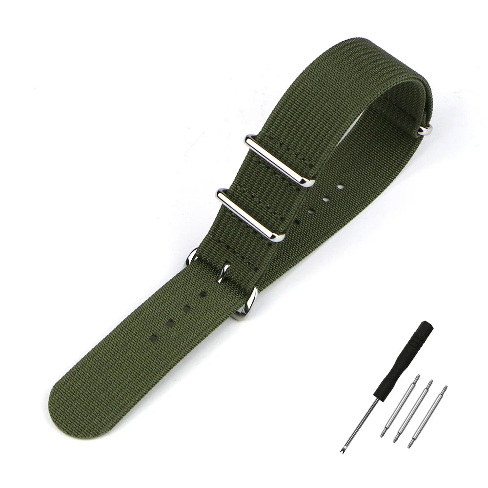 Nylon Watch Band Ribbed Strap 16mm 18mm 19mm 20mm 22mm 24mm Military Ballistic Fabric Replacement Premium Watchband Accessories
