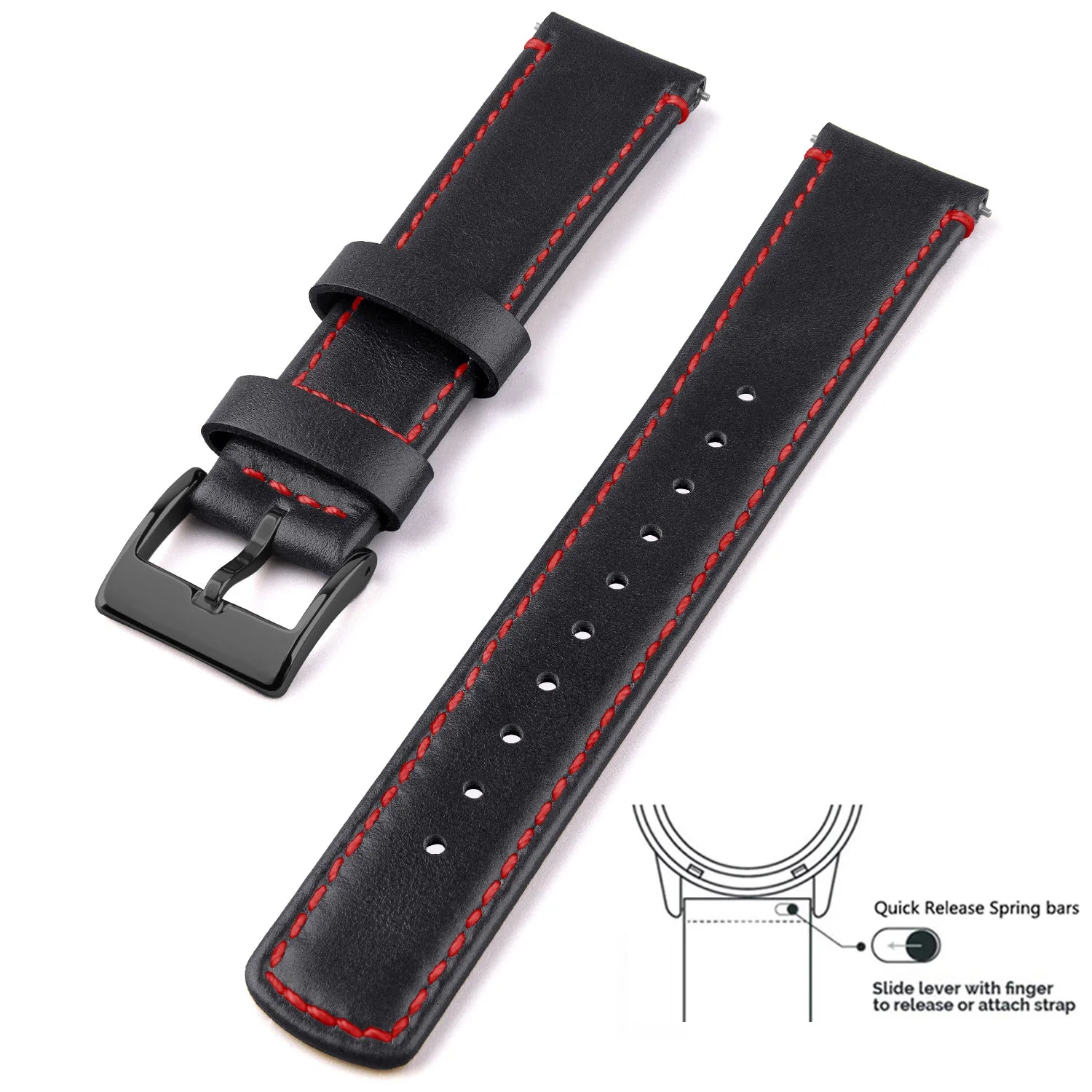 Top Grain Genuine Leather Watch Band, Quick Release 20mm/22mm Watch Strap,  Fits Samsung Galaxy Watch, Men and Women Watch band