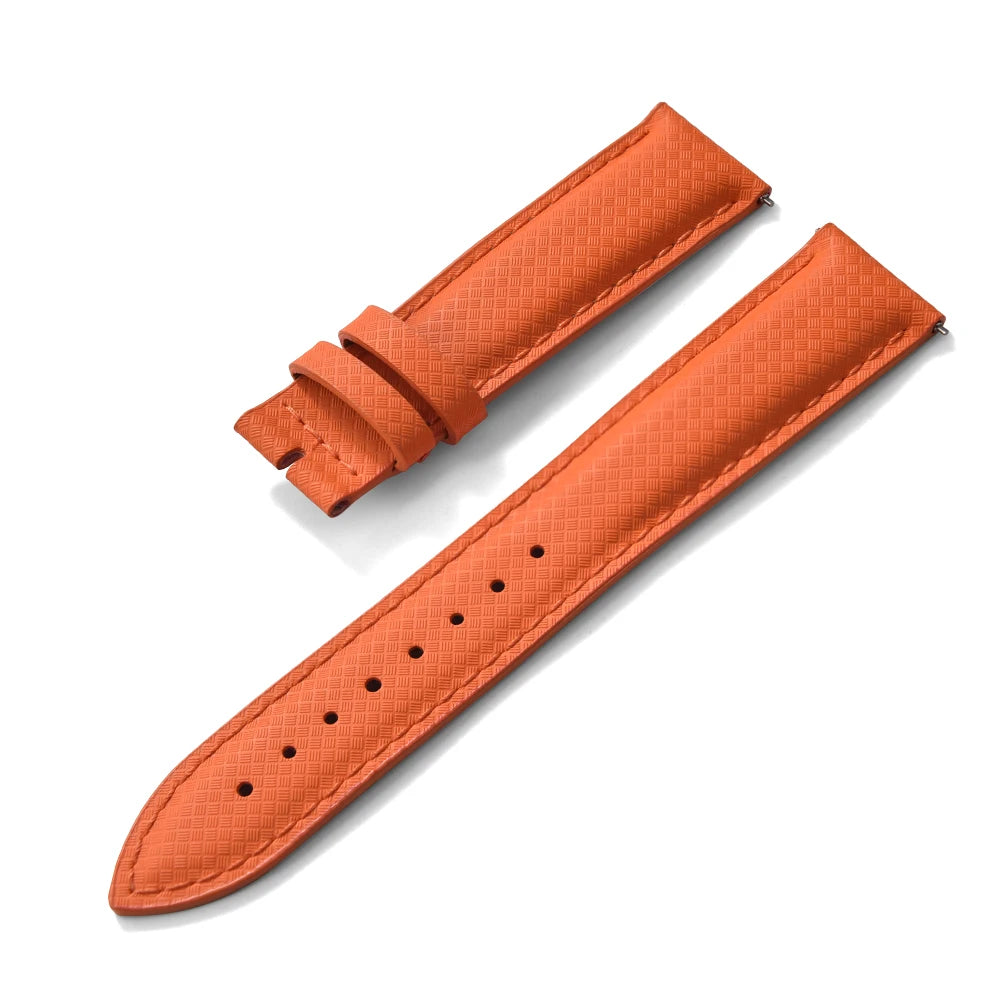 Unisex 18/19/20/22mm Quick Release Watch Bands Tropical Pattern FKM Rubber and Leather Waterproof  Sailcloth Signature Strap