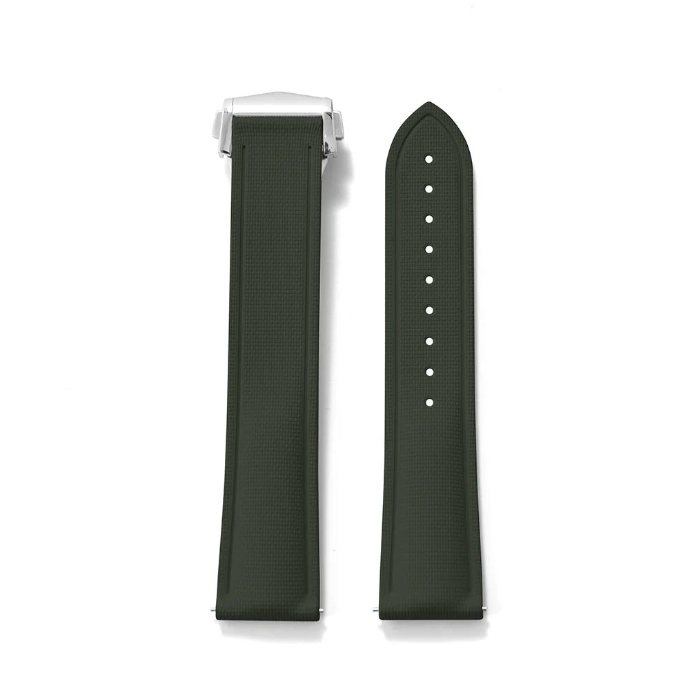 Premium Grade Soft FKM Rubber Watch Strap 20mm 21mm 22mm Perfect Fit Flat End Universal Quick Release Watch Strap