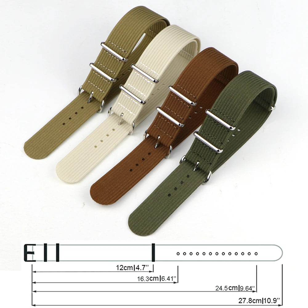 Nylon Watch Band Ribbed Strap 16mm 18mm 19mm 20mm 22mm 24mm Military Ballistic Fabric Replacement Premium Watchband Accessories