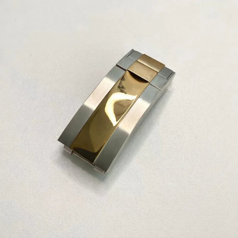 High-Grade Gildelock Watch Buckle - Silver Solid Stainless Steel Adjustable Deployment Clasp for Rolex GMT/Submariner 9x9mm