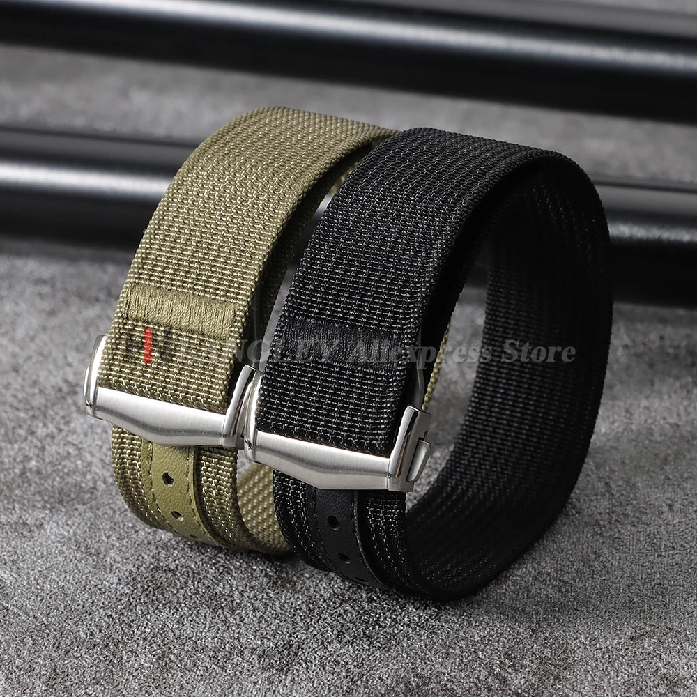 Premium Ribbed Nylon Watch Bands Deployant Clasp 20mm 22mm Watch Strap for Omega for Swatch MoonSwatch Watch Men Sport Wristband