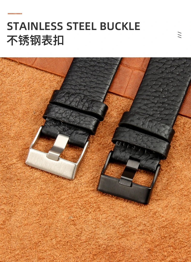 Cow Leather Watch Strap for Diesel Dz4323 1657 4318 DZ7312 DZ7257 Watchband 24 26 28 30mm Watch Bracelet Belt Black Brown White