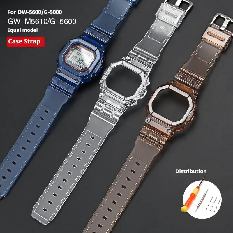 Transparent Rubber Strap Bezel for Casio G-SHOCK G-5600 DW5600 GW-M5610 TPU Sport Waterproof Replace Watch Band Protective Case