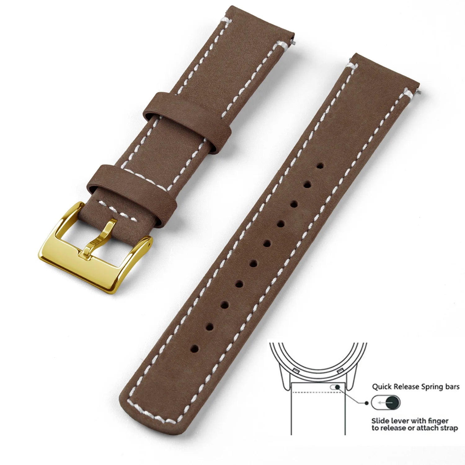 Top Grain Genuine Leather Watch Band, Quick Release 20mm/22mm Watch Strap,  Fits Samsung Galaxy Watch, Men and Women Watch band