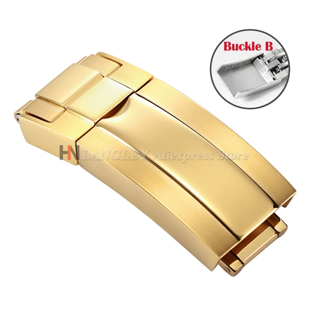 9mmx16mm Stainless Steel Double Safety Fold Watch Buckle for Rolex Submariner Oysterflex Daytona GMT Watch Band Clasps 9mmx9mm