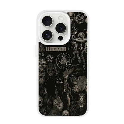 Dark Witchcraft Hekate Skull Phone Case for iPhone 16 15 14 13 12 11 Plus Pro Max Artistic Minimalist Style