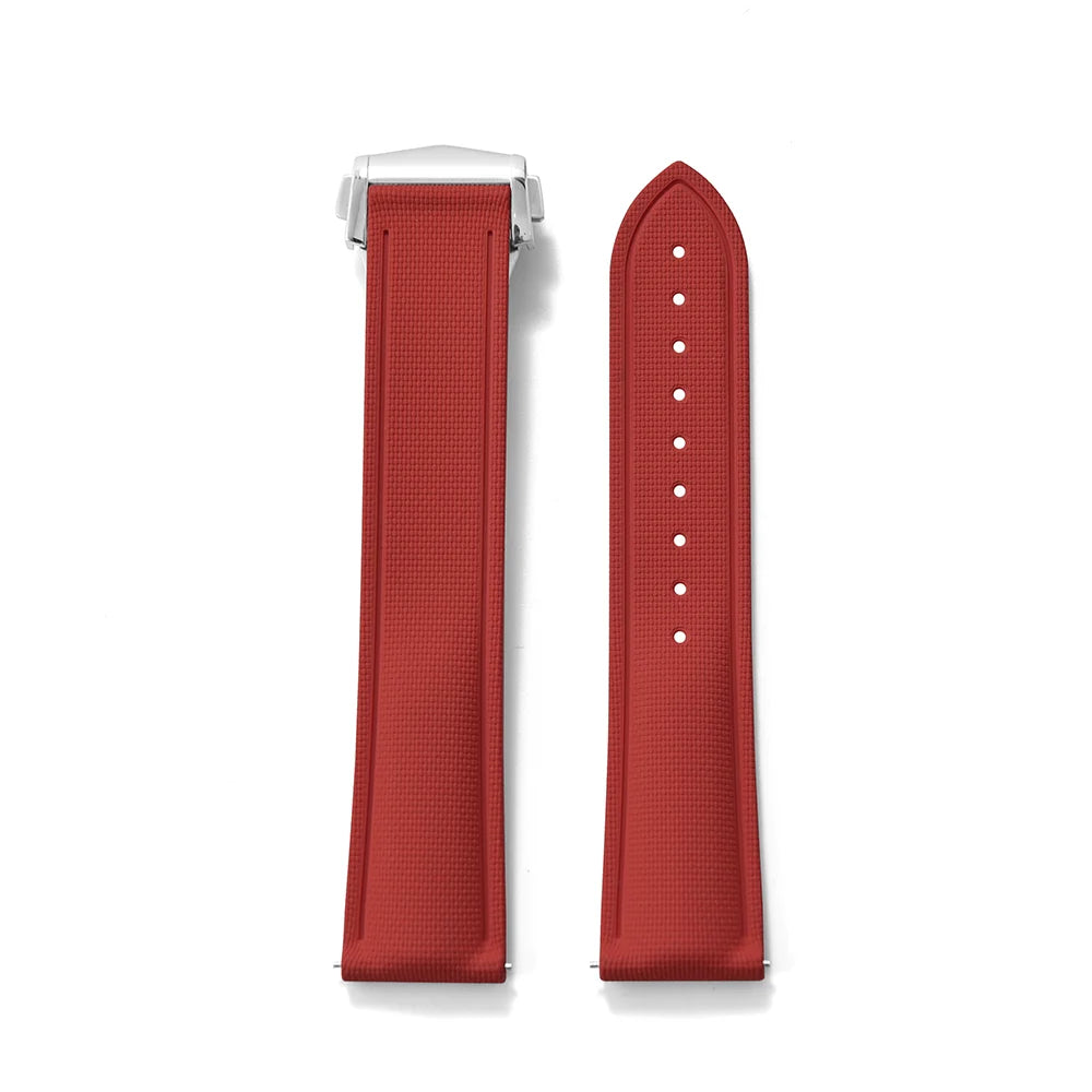Premium Grade Soft FKM Rubber Watch Strap 20mm 21mm 22mm Perfect Fit Flat End Universal Quick Release Watch Strap