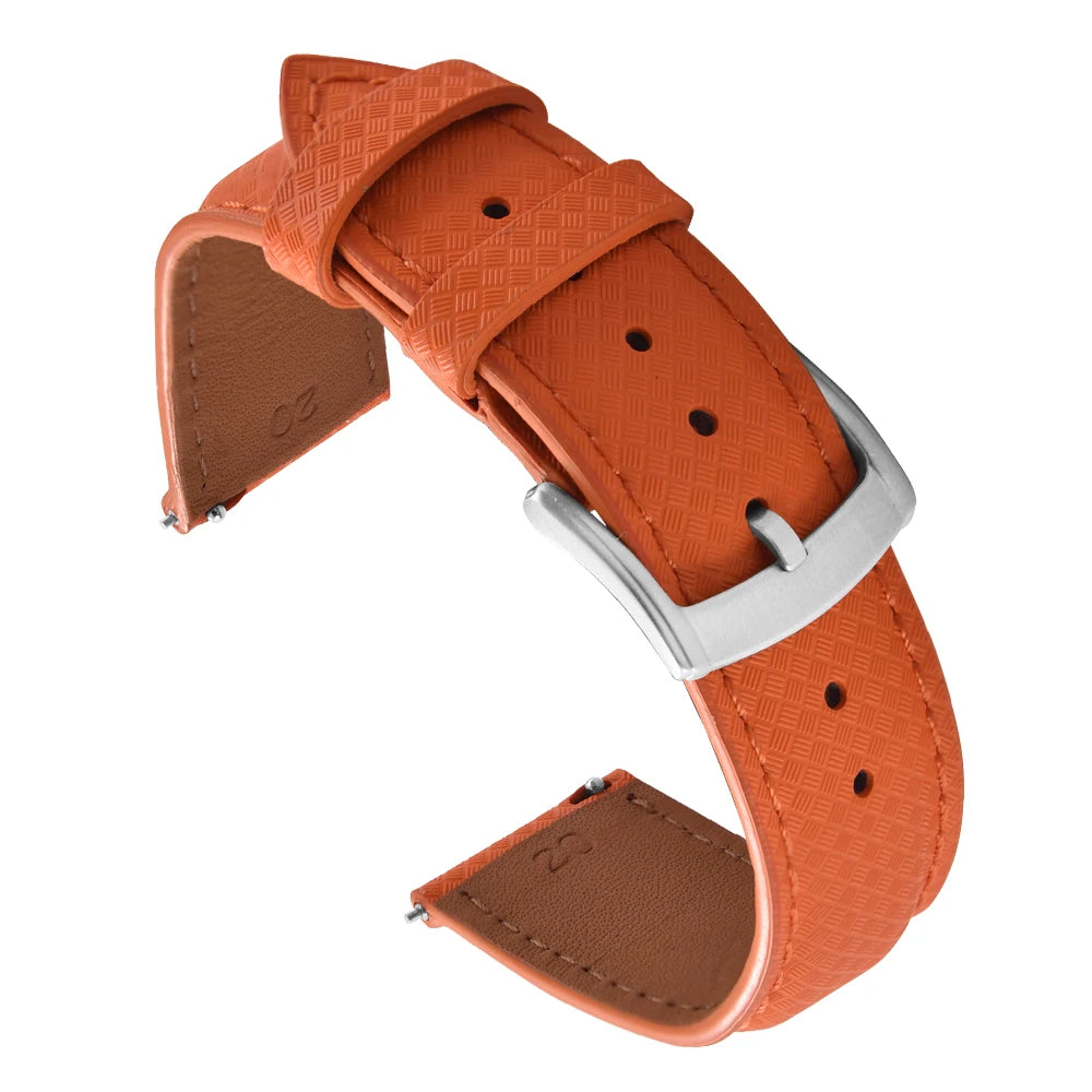 Unisex 18/19/20/22mm Quick Release Watch Bands Tropical Pattern FKM Rubber and Leather Waterproof  Sailcloth Signature Strap