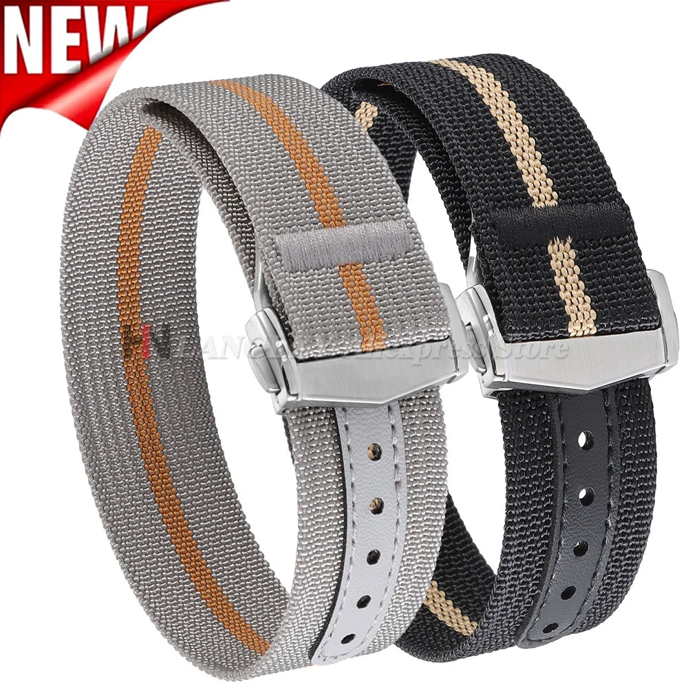 Premium Ribbed Nylon Watch Bands Deployant Clasp 20mm 22mm Watch Strap for Omega for Swatch MoonSwatch Watch Men Sport Wristband
