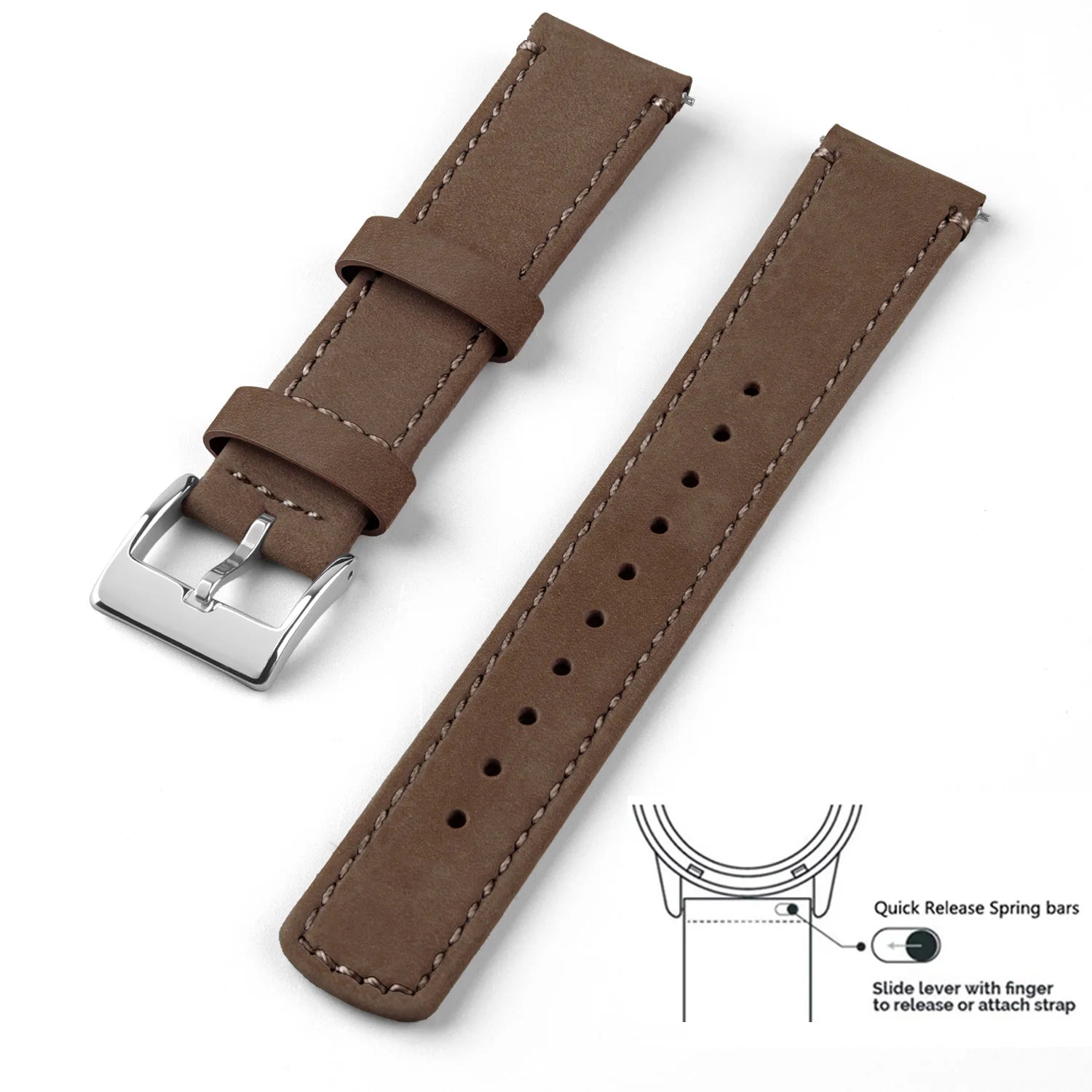 Top Grain Genuine Leather Watch Band, Quick Release 20mm/22mm Watch Strap,  Fits Samsung Galaxy Watch, Men and Women Watch band