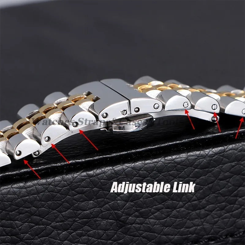 12/13/14/16/17/18/19/20/21/22mm Solid Stainless Steel Watch Band Strap for Rolex Flat Curved Ends Bracelet Men Women Replacement