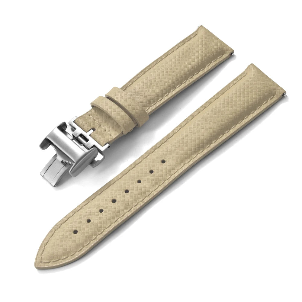 Unisex 18/19/20/22mm Quick Release Watch Bands Tropical Pattern FKM Rubber and Leather Waterproof  Sailcloth Signature Strap