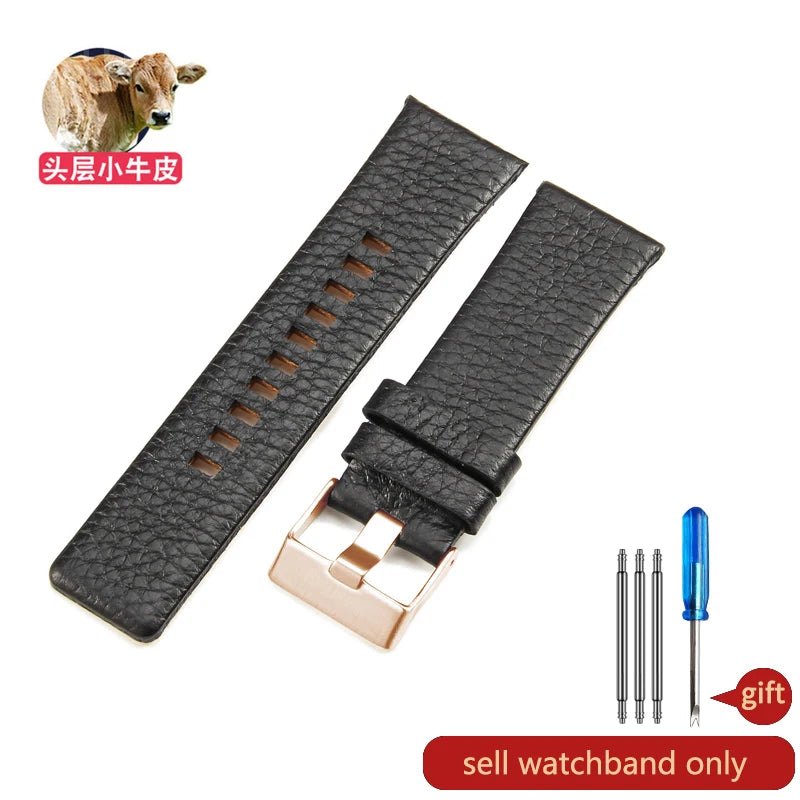 Cow Leather Watch Strap for Diesel Dz4323 1657 4318 DZ7312 DZ7257 Watchband 24 26 28 30mm Watch Bracelet Belt Black Brown White
