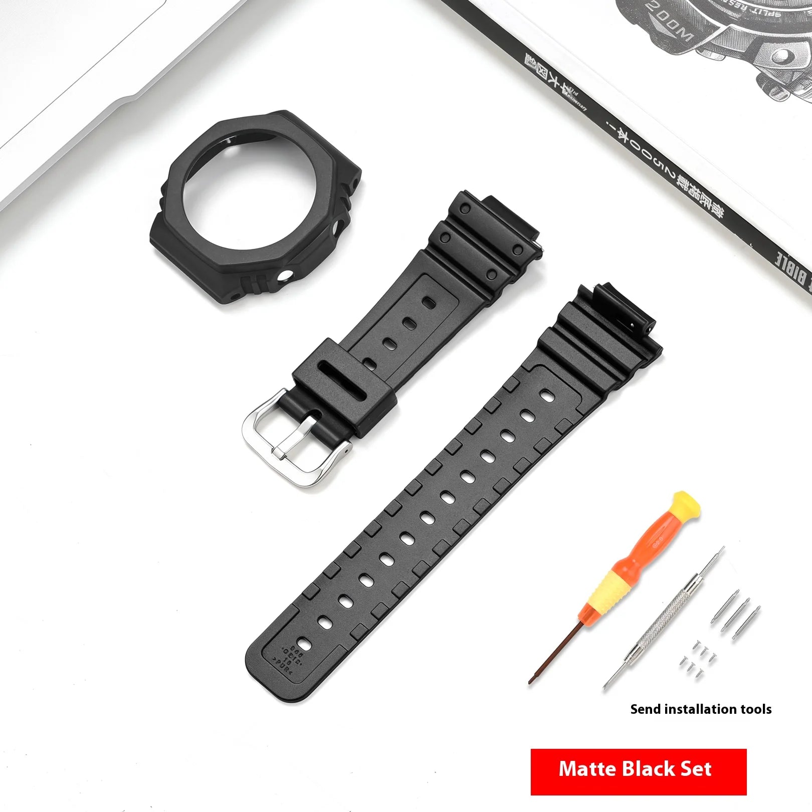 Resin Watch Strap Case Bezel for Casio G-SHOCK GA-2100 GA-2110 Men Sport Waterproof Rubber Watch Band Modifying Kit with tools