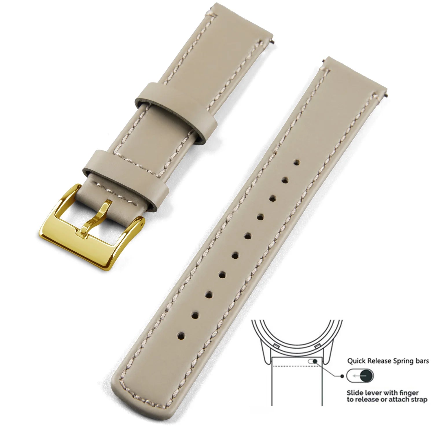 Top Grain Genuine Leather Watch Band, Quick Release 20mm/22mm Watch Strap,  Fits Samsung Galaxy Watch, Men and Women Watch band
