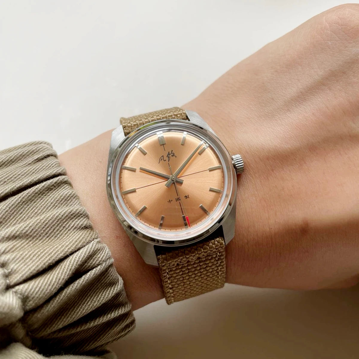 Merkur Watches Vintages CLASSIC CROSS LINE DIAL Original Design Handwind Mechanical Watch for Men Rose Gold Relogio Masculino