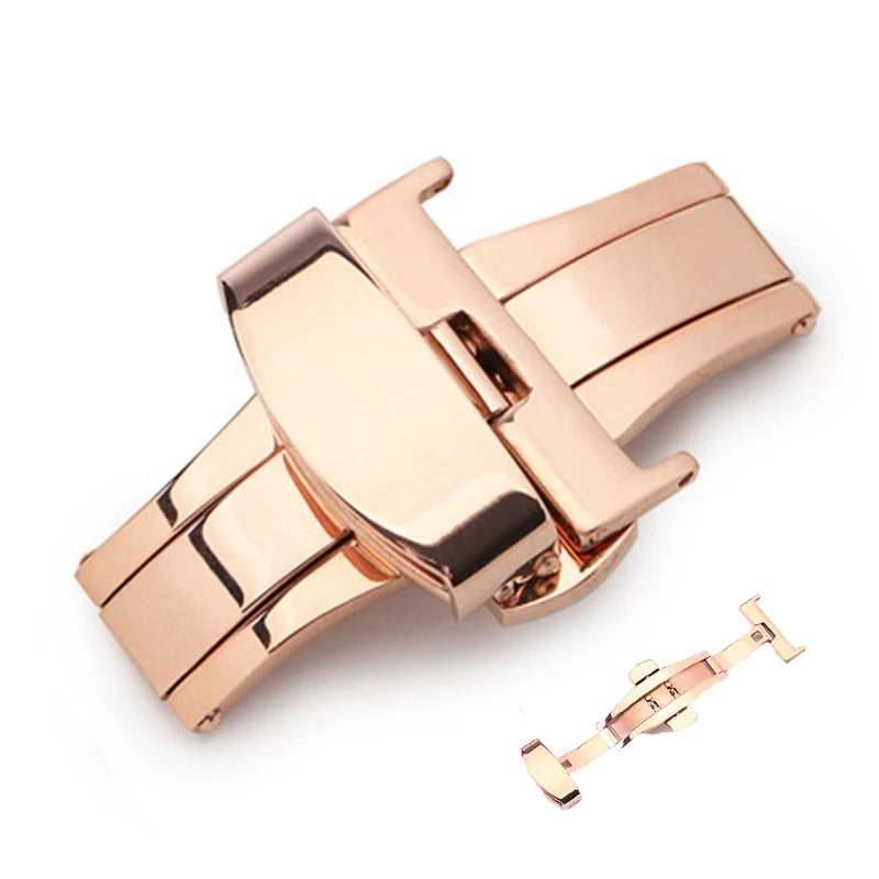 10/12/14/16/18/20/22mm Stainless Steel Strap Buckles Butterfly Buckle Polished Button Watchbands Clasp Watch Accessories