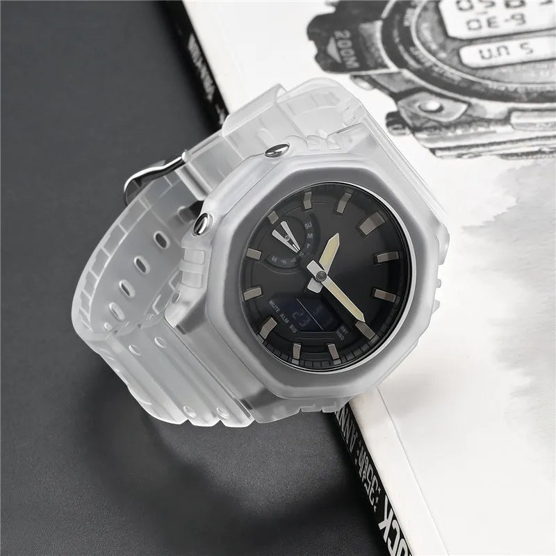 Resin Watch Strap Case Bezel for Casio G-SHOCK GA-2100 GA-2110 Men Sport Waterproof Rubber Watch Band Modifying Kit with tools
