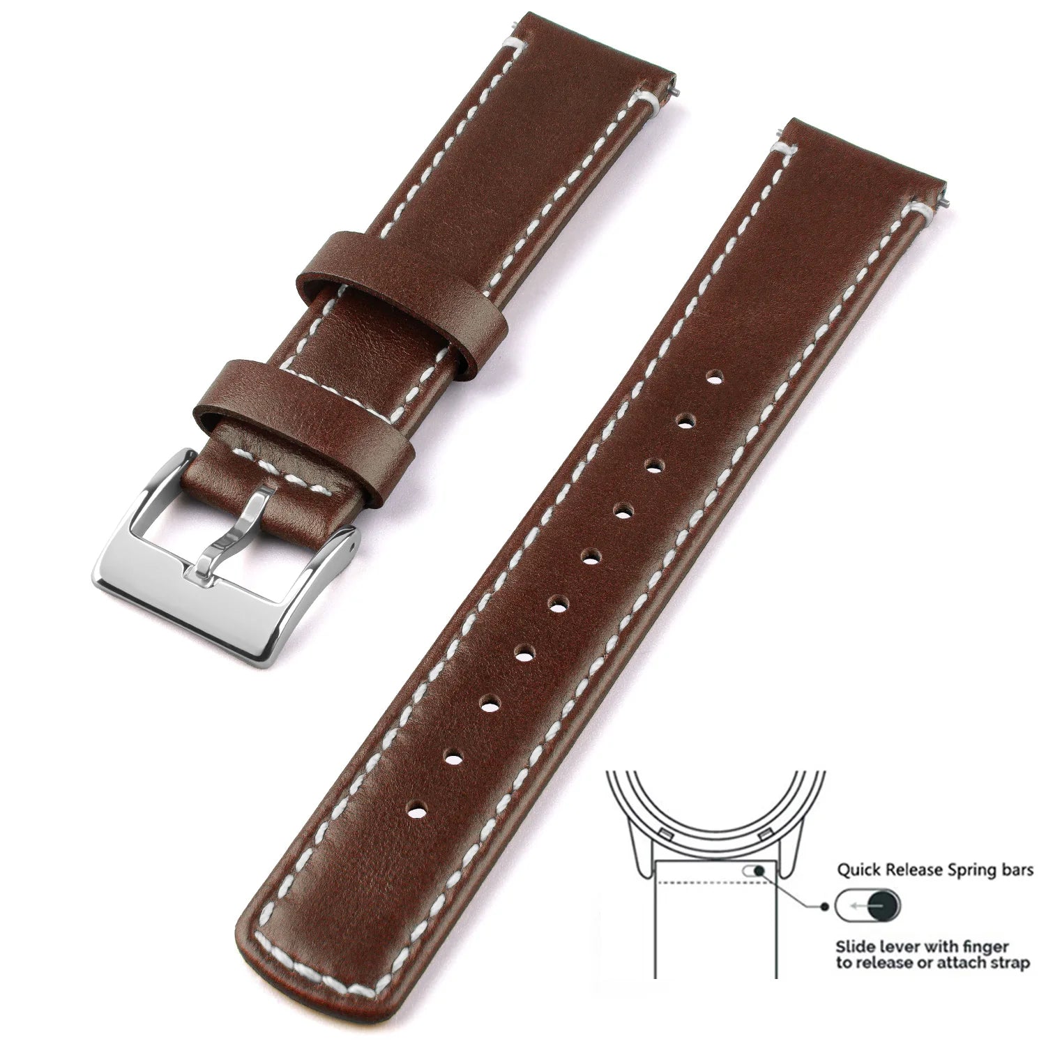 Top Grain Genuine Leather Watch Band, Quick Release 20mm/22mm Watch Strap,  Fits Samsung Galaxy Watch, Men and Women Watch band
