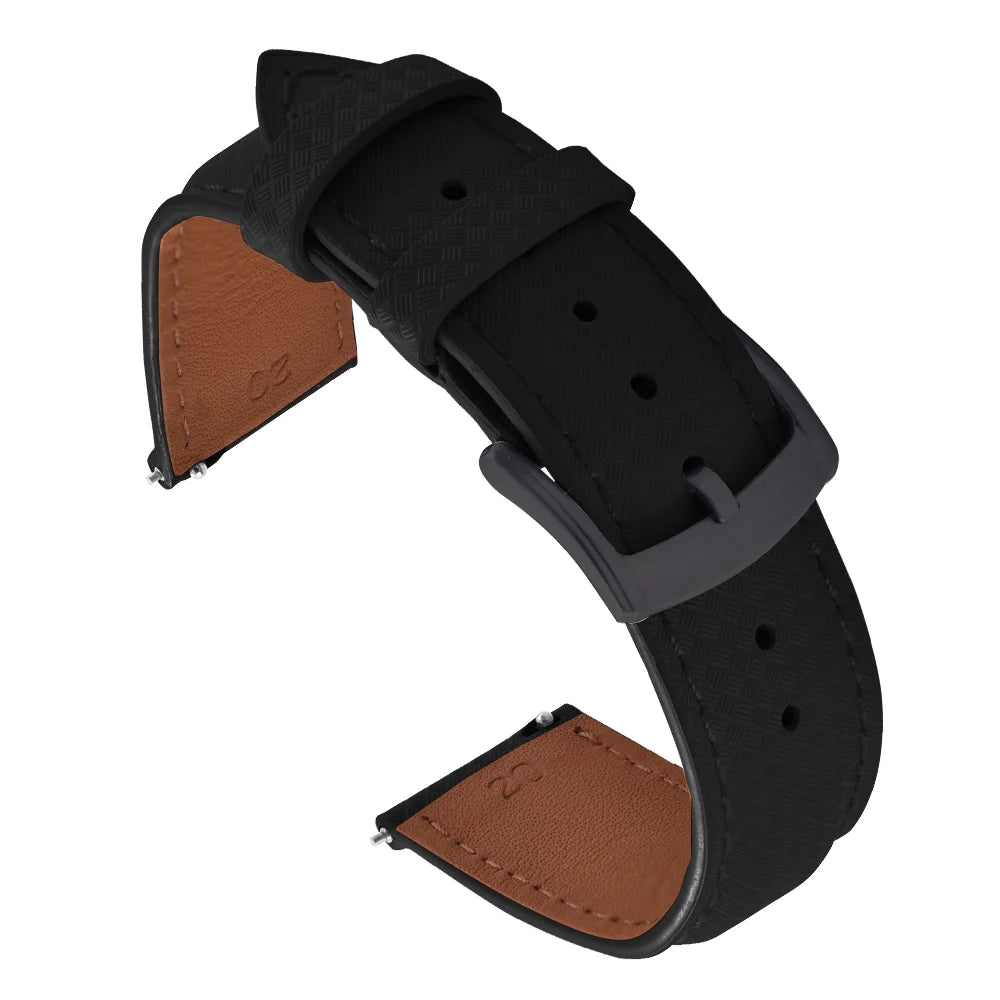 Unisex 18/19/20/22mm Quick Release Watch Bands Tropical Pattern FKM Rubber and Leather Waterproof  Sailcloth Signature Strap