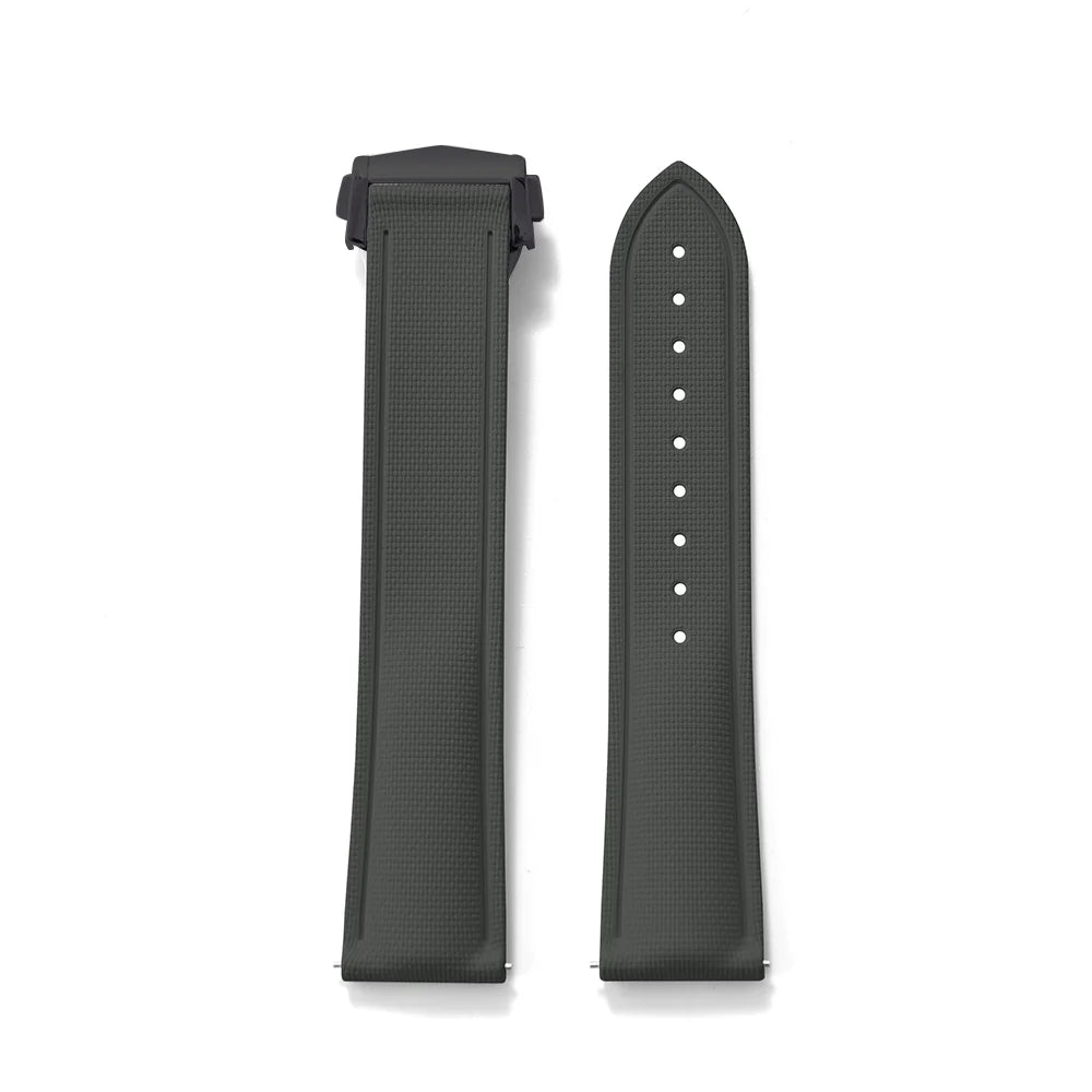 Premium Grade Soft FKM Rubber Watch Strap 20mm 21mm 22mm Perfect Fit Flat End Universal Quick Release Watch Strap
