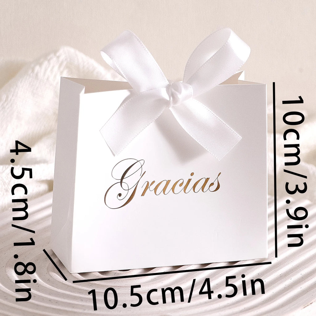 Elegant 5-Piece Gift Box Set With“Gracias” Design and Ribbon - Perfect for Storing Snacks, Candies and Small Gifts - Perfect Fo