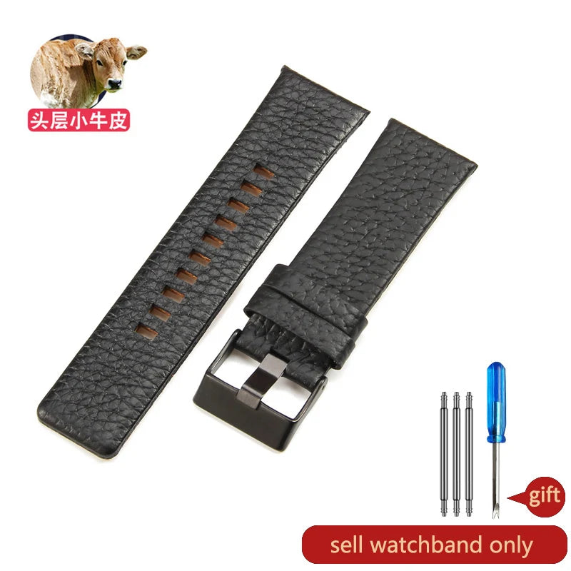 Cow Leather Watch Strap for Diesel Dz4323 1657 4318 DZ7312 DZ7257 Watchband 24 26 28 30mm Watch Bracelet Belt Black Brown White