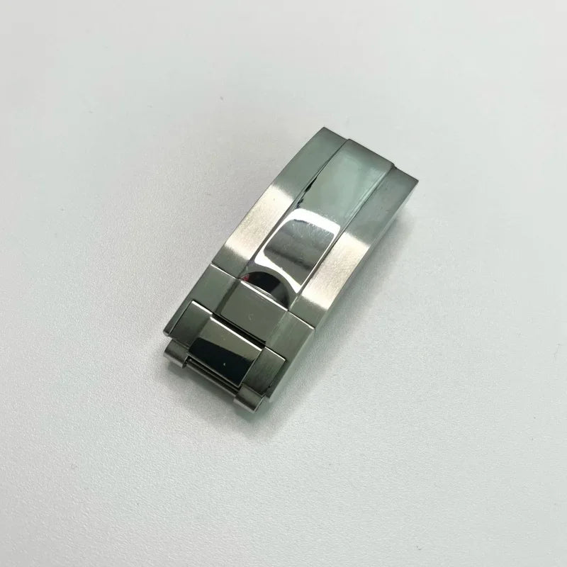 High-Grade Gildelock Watch Buckle - Silver Solid Stainless Steel Adjustable Deployment Clasp for Rolex GMT/Submariner 9x9mm