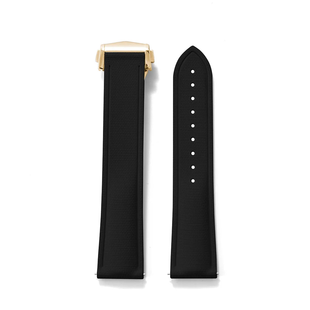 Premium Grade Soft FKM Rubber Watch Strap 20mm 21mm 22mm Perfect Fit Flat End Universal Quick Release Watch Strap