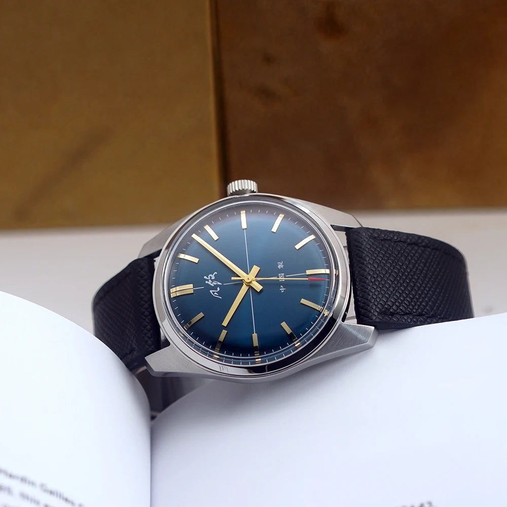 Merkur Watches Vintages CLASSIC CROSS LINE DIAL Original Design Handwind Mechanical Watch for Men Rose Gold Relogio Masculino