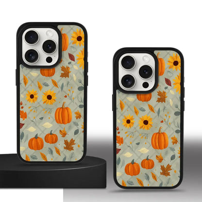 Autumn Pumpkin and Sunflower Phone Case， Harvest Thanksgiving Style for iPhone 16 15 14 13 12 11 Plus Mini Pro Max