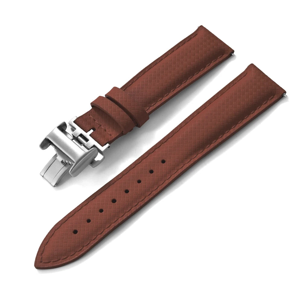 Unisex 18/19/20/22mm Quick Release Watch Bands Tropical Pattern FKM Rubber and Leather Waterproof  Sailcloth Signature Strap